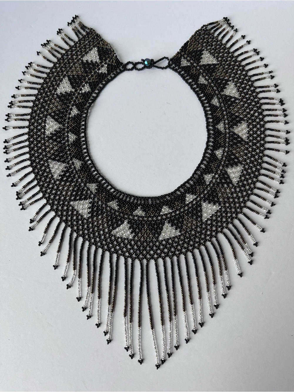 Black Beaded Tribal Collar Statement Necklace